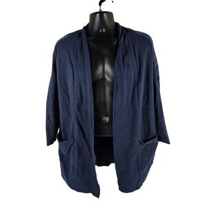 Pact Organic Cotton Cardigan Navy Blue XS S Open Front Pockets